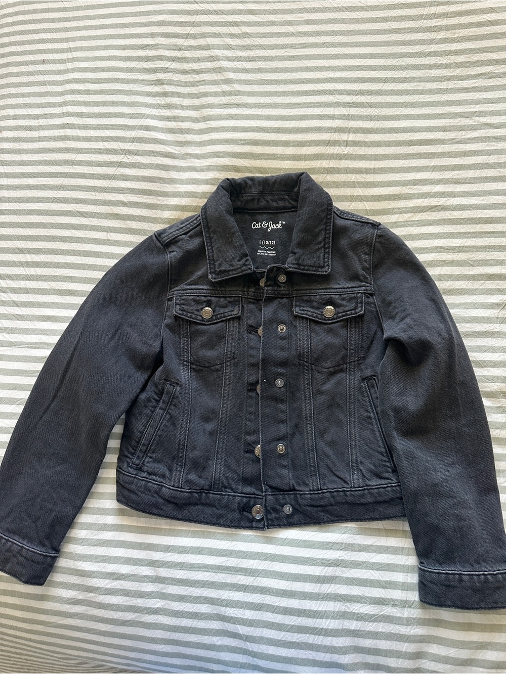 Cat & Jack Girls' Black Denim Trucker Jacket